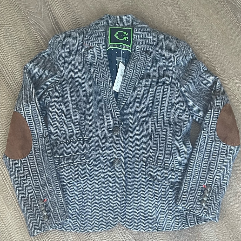 C. Wonder Herringbone Blazer with Brown Elbow Patches